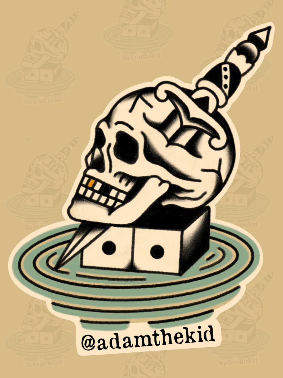 Skull and Dagger Sticker